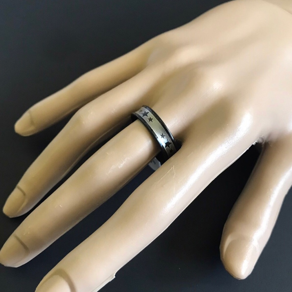 Beautiful Black Stainless Steel Starry Ring